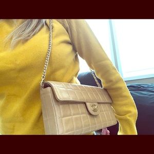 Authentic Chanel chocolate bar lamb skin bag